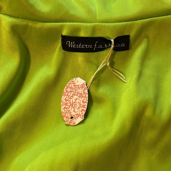 Lime Neon Green Shimmer Sequin/Scale Rave Coat Duster NWT - Picture 3 of 4